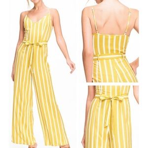 NWOT Stripped Yellow Jumpsuit